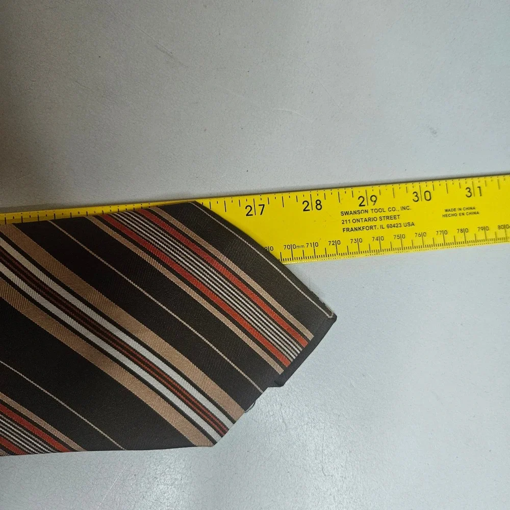 Vintage Christian Dior Monsieur Silk Tie Brown Orange Striped Made in France